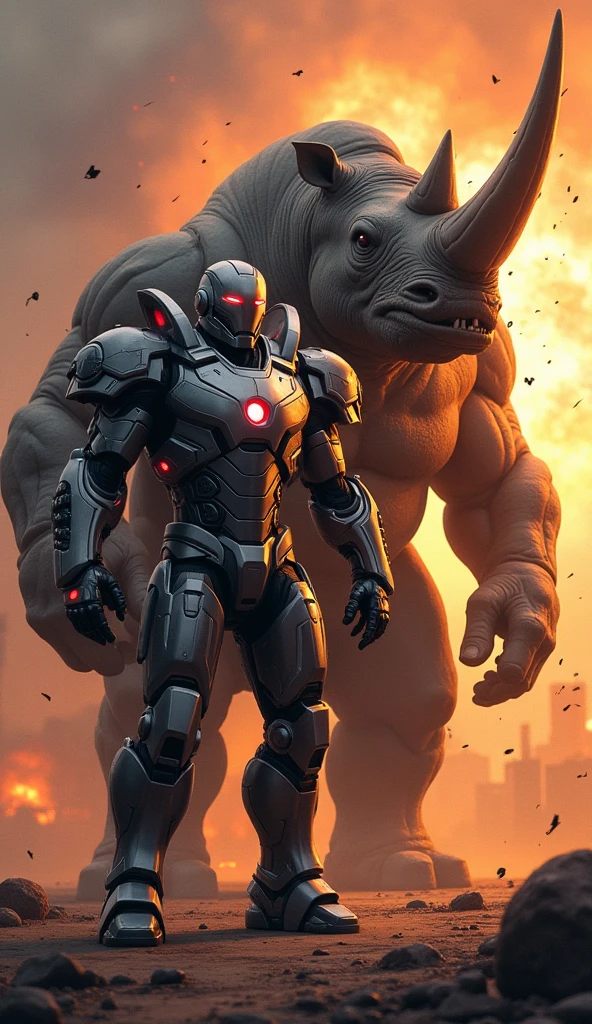 (negro) wolverine (metal) Realistic robotic in battle