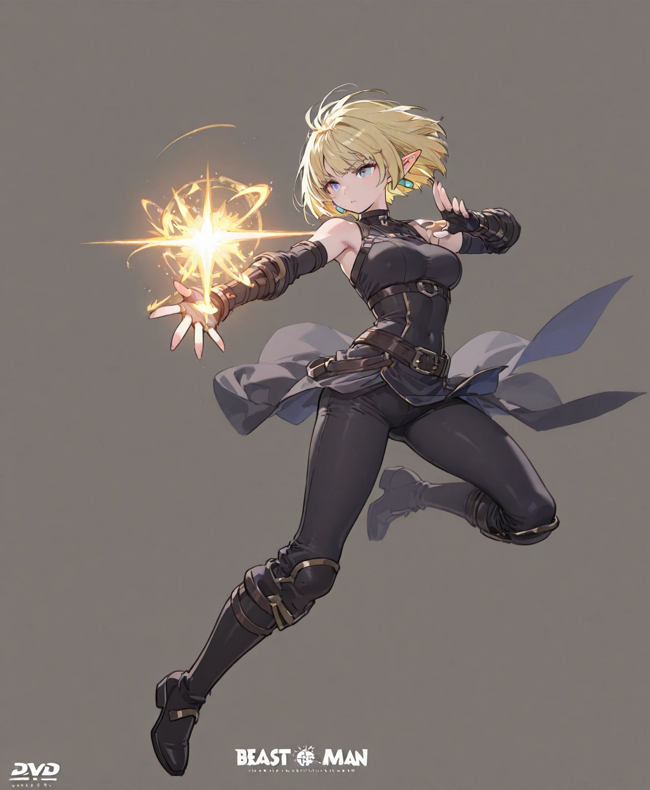 white background <lora:Ninja_XL:1> ninja, full body, wearing a scarf, classic costume, perfect eyes <lora:Captor_Clash_XL:1> captorclash_style, (masterpiece), best quality, highres, 4k, 8k, cinematic lighting, amazing quality, amazing shading, soft lighting, Illustration, official artwork, anime style, wallpaper, official art, 1girl, A-line haircut, medium boobs, Compact body, green eyes, Canary yellow hair, ultra detailed skin, ultra detailed face, perfect eyes, small skin imperfections, chromatic aberration, colorful, bright colors,