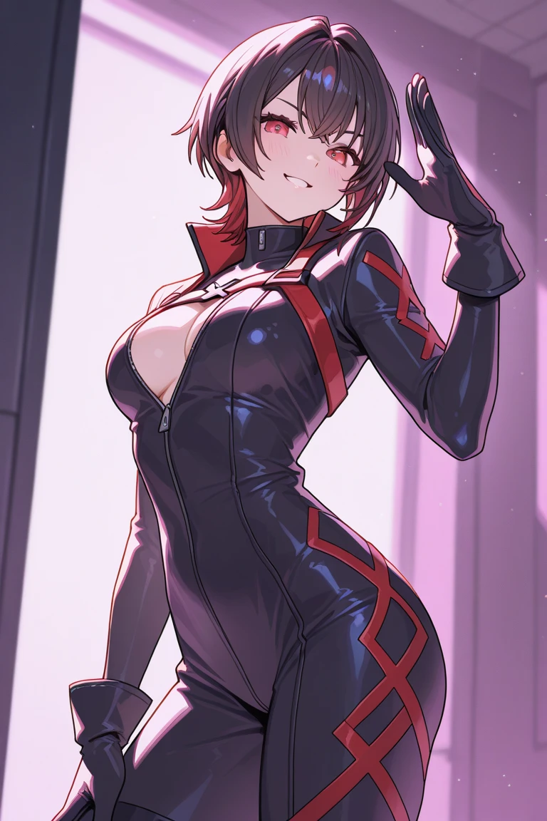 (Highly detailed CG Unity 8k wallpaper,masterpiece, Biological, whole body),(Best lighting, Best Shadow, Very delicate and beautiful),(A girl has intense vaginal sex with a man),blue eyes, Big Breasts, Black Hair,Red and black off-the-shoulder SF bodysuit,Neck Seal,High-tech sci-fi corridor, Dynamic pose, Detailed Machinery, Sleek design., {{An extraterrestrial lifeform preys on girls and takes their place、Her breasts are bigger than a real girl's、Have vaginal sex with your boyfriend}}, Unknown sensation, Feels good, Vigorous movement, more, instinct, Female fall, Bouncing chest, (((Intense vaginal sex with a man:1.5))), NSFW