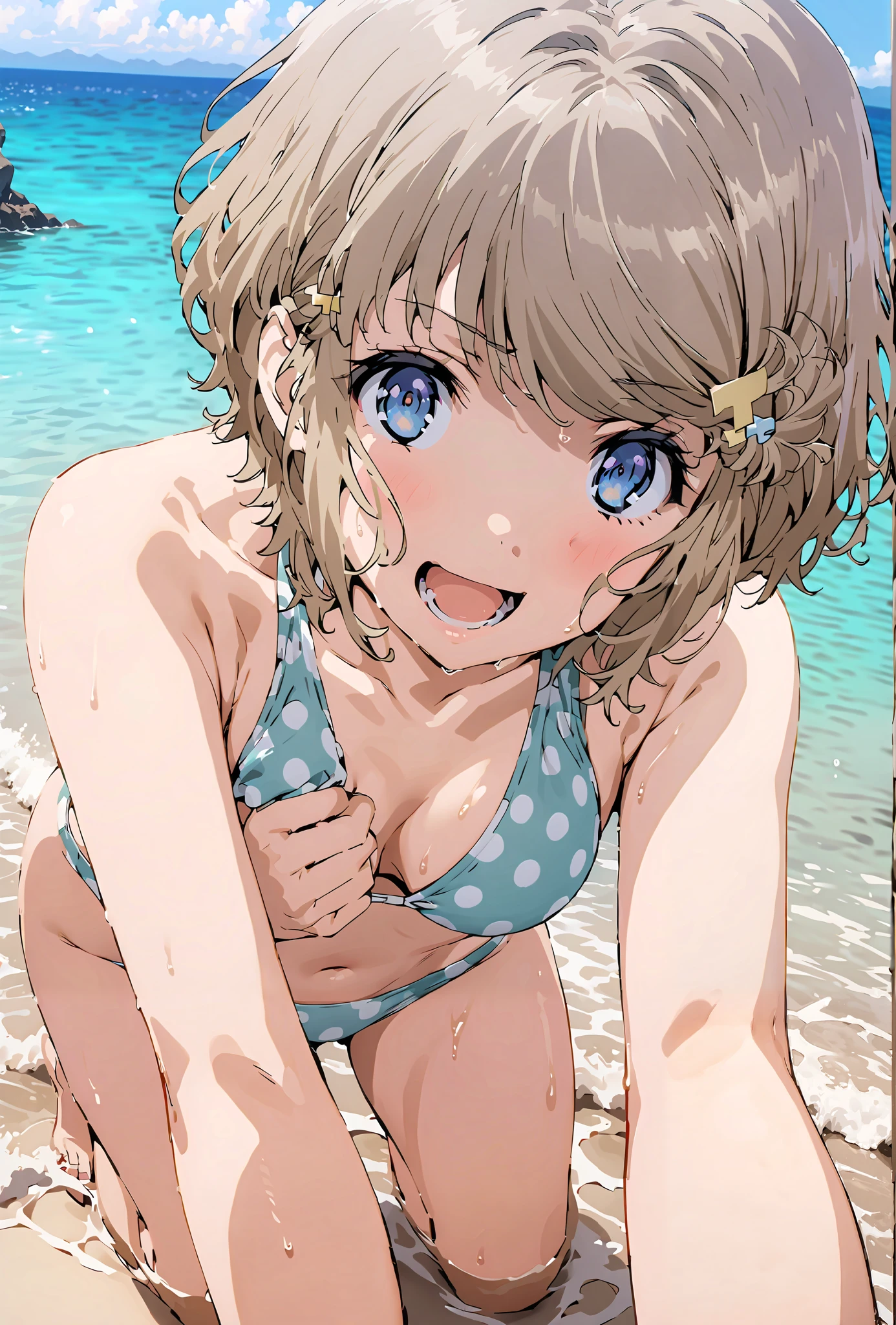 a beautiful 20 year old blonde woman with big messy hair, laying on a fluffy cloud in the sky, bikini made of clouds, with glowing moon and twinkling stars, with a small cityscape below, fantasy art style, rossdraws cartoon vibrant , cute detailed digital art, colorfull digital fantasy art, digital fantasy art ), glossy digital painting, rossdraws pastel vibrant, rossdraws 2. 5, rossdraws 1. 0