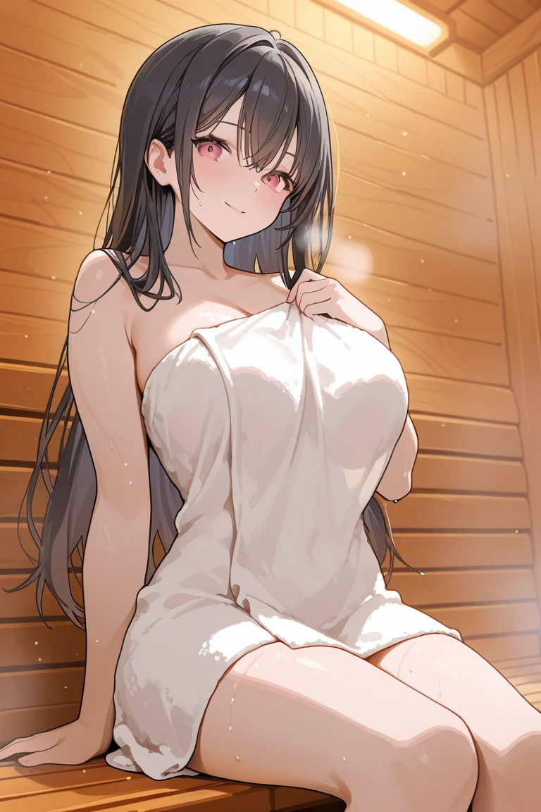 from above,masterpiece, high quality,1girl,long hair,Areola_slip, bandaid,medium breasts,in bathroom,sitting,at dawn