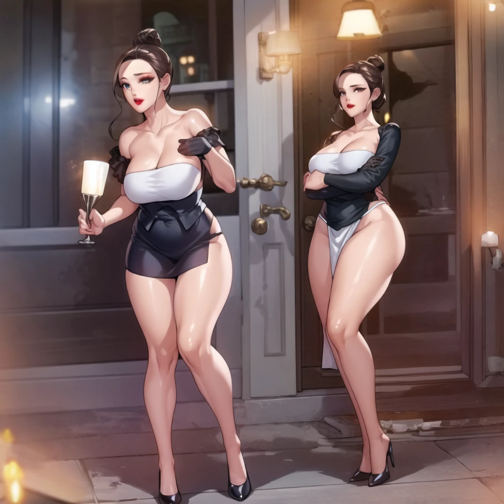 Illustration art,Whole body movement,Sexy woman in sexy clothes,Soprano Woman,Very cool facial expression,Gorgeous background,Great erotic art,painting art,Sexy art,sideface,facing away from the audience,Detailed body part details,long leges,Inspired by J.c.Ryan Decker,Epic European and American illustrations,Tall,The whole body is evenly sexy