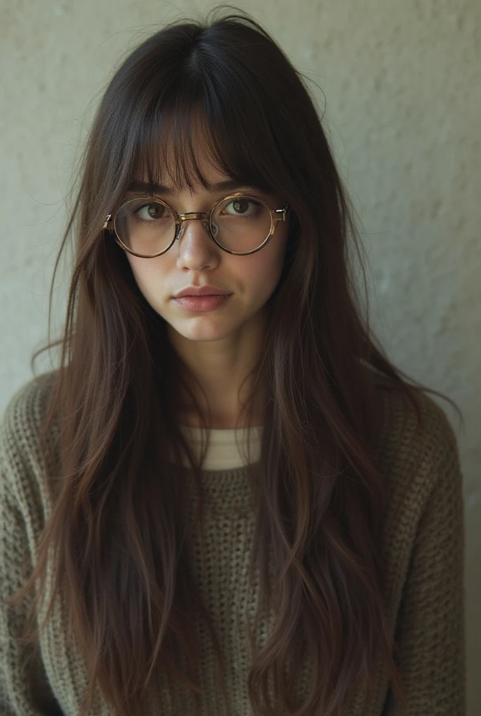 studio ghibli, girl with brown hair, fringe, glasses and white