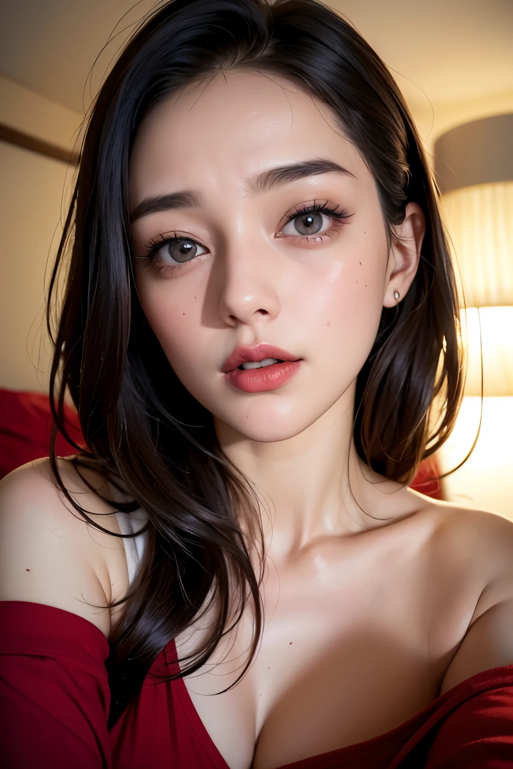 beautiful detailed eyes, beautiful detailed lips, extremely detailed eyes and face, long eyelashes, 1 woman, 1 man, romantic couple, 30 year old man, lying on bed, full body, bedroom interior, soft lighting, warm color tones, tender embrace, loving expression, chiaroscuro lighting, photorealistic, (best quality,4k,8k,highres,masterpiece:1.2),ultra-detailed,(realistic,photorealistic,photo-realistic:1.37),dramatic lighting,dramatic atmosphere,cinematic,dramatic color palette,cinematic composition