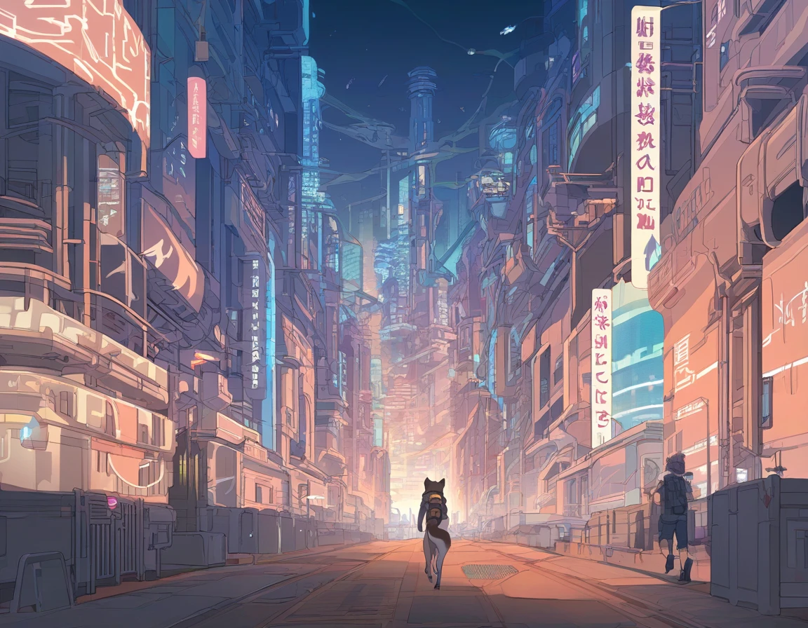 furry, foxcore, in the style of furry art, sci-fi, (rating:safe: 1.2), (city: 1.2), (sunset: 1.1), (building), (city_lights), skyscraper, scenery, water, street, reflection, sky, bridge, fire, road, rain, cloud, cityscape, album_cover, no_humans, outdoors, border, copyright_name, horizon, standing, evening, cloudy_sky, backlighting
