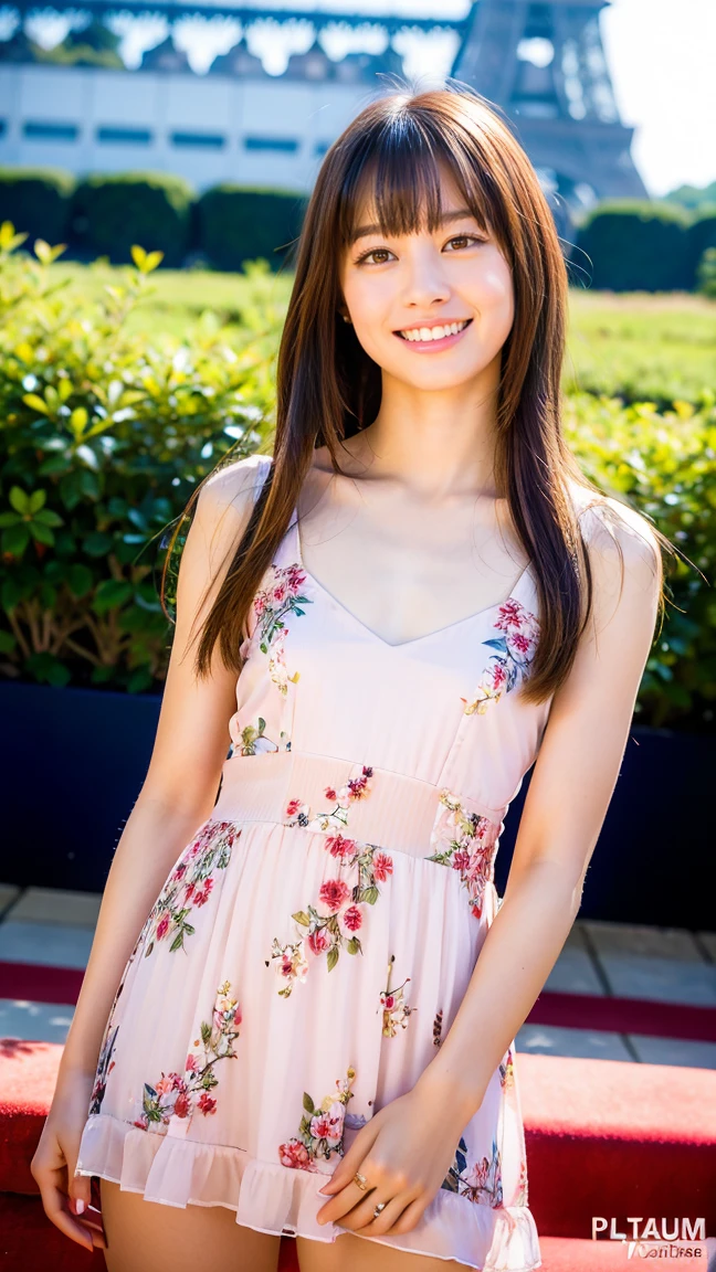 TOP quality, (realistic:1.2),(1girl:1.2),18yo, (smile, laugh, happy:1.2),(one piece),(strapless), 