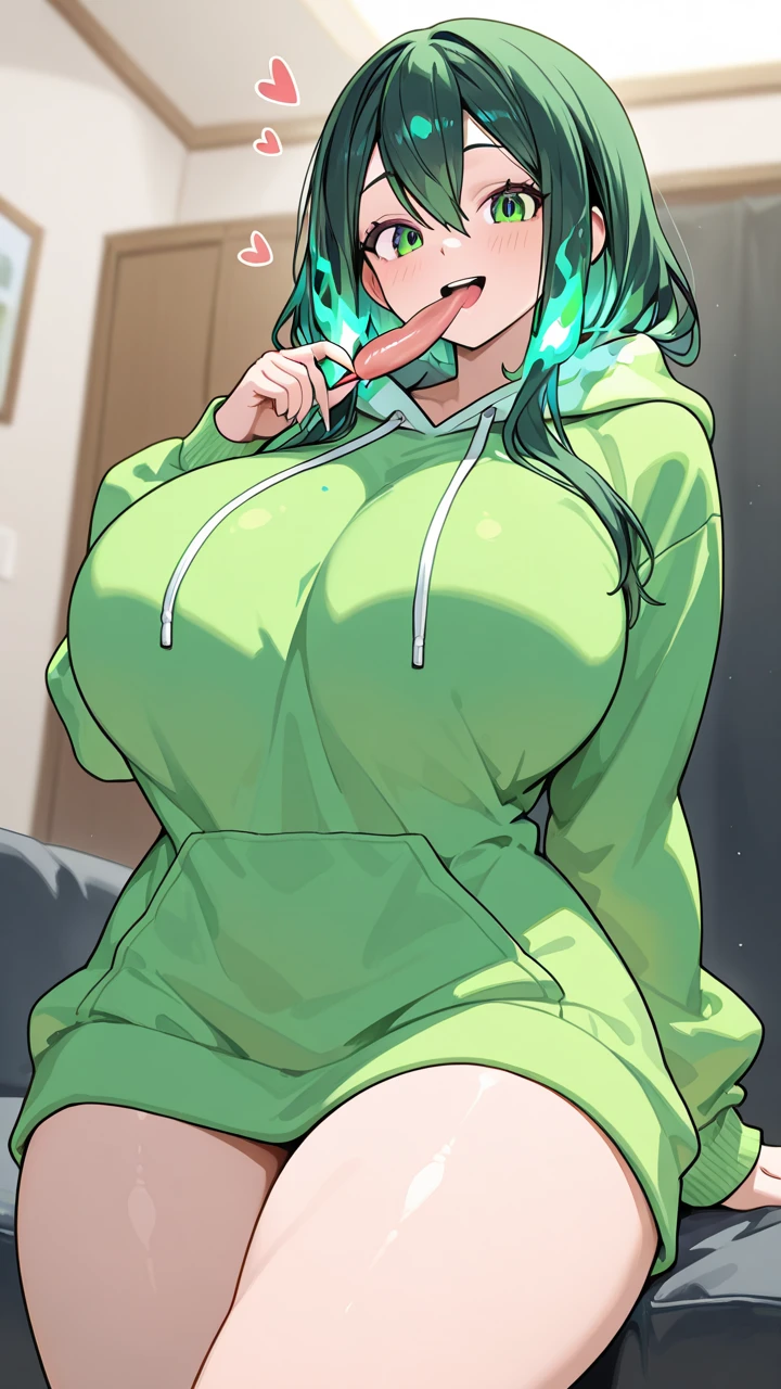 detailed, (1girl, solo:1.3), masterpiece, hd, (Nelliel_tu_Odelschwank, skull, red face mark), (big breasts, thick_thighs, thick_lips:1.3), green_hair, best_quality, (realistic, seductive), sexy, relaxed, amused, (front_view:1.4), (asura:1.2), (office, black official costume, classic clothes, boss, bossy, arrogant:1.3)