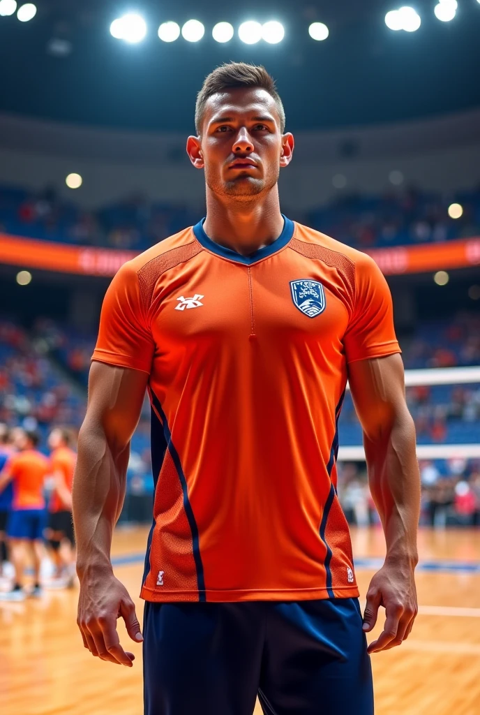Create a men's volleyball uniform with shades of pink