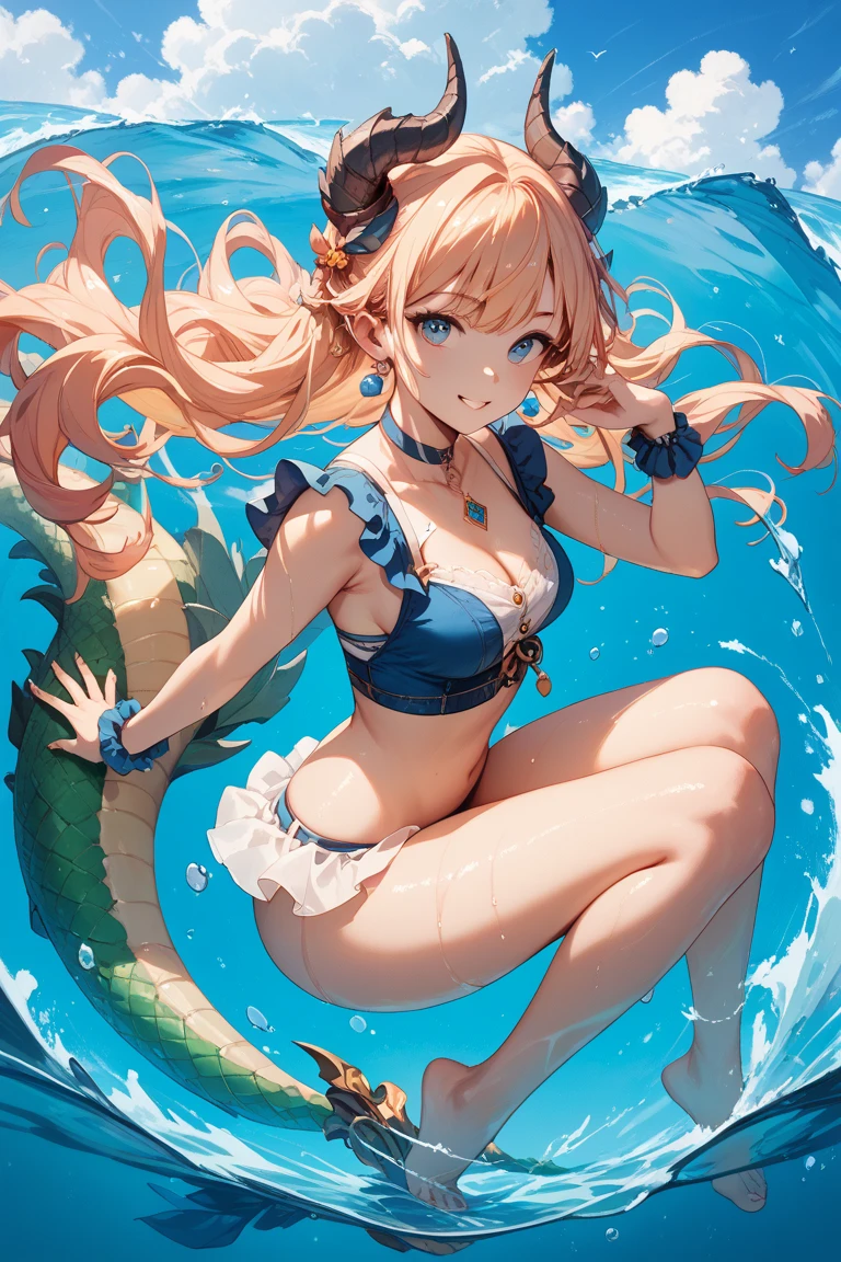 (kinako_(shiratama_mochi) style, mermaid, ((topless)), nsfw, masterpiece, underwater, coral reefs, schooling fish, 1 girl, erect nipples, intricately detailed, navel, bare shoulders, blonde hair, pearl necklace, fin hair ornaments, under sea, extremely detailed, bare breasts, puffy nipples, blue eyes, bare stomach, soaked, medium breasts, arm strap, swimming, , soft eyes, open mouth, long hair, side bangs