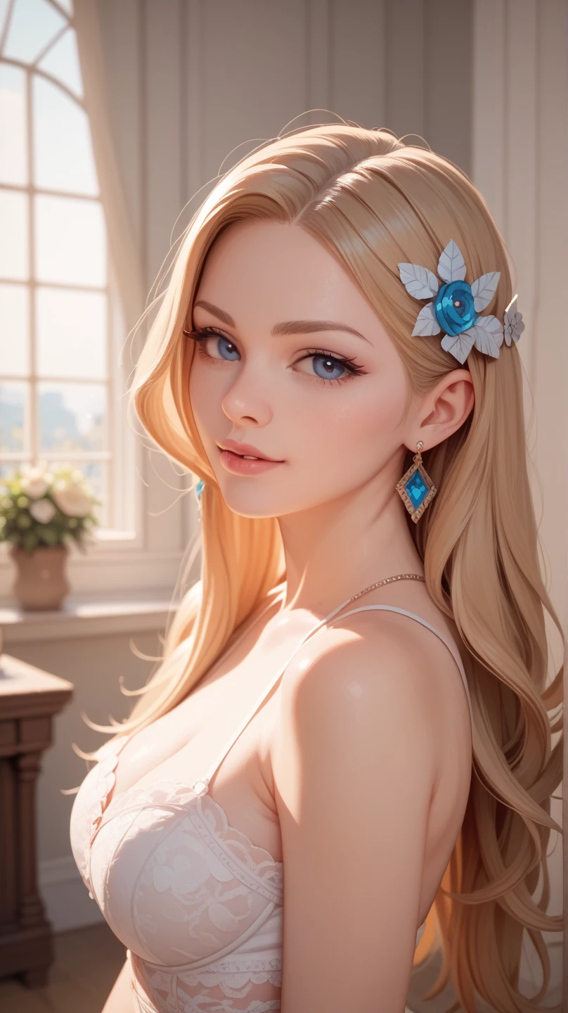 Ultra-realistic 8K CG, Flawless face, flawless perfection, full body, huge tit, Huge breasts, A sagging breast, long leges, Slim, being thin, Lower chest position, Swollen breasts, crisp breasts, Breasts during lactation, Lactation, Tender white skin, (Inside a castle setting,) A petite Princess Peach wearing a beautiful hot pink dress, she is gentle and compassionate and is shown smiling gently, she wears a golden crown atop her blond hair and white gloves. She is a tall, extremely beautiful young princess with a fair skin complexion, light blue eyes, dark yellow eyebrows, and a small nose. She has six long eyelashes on each eye as well as dark eyeliner. Her lips are round with pink lipstick. With a focus on her alluring chest, she is depicted in a close-up shot from below. She is smiling in a full body shot, ((very big breasts:1.4)), buxom chested, large breasts size, cleavage, (add_detail:1)