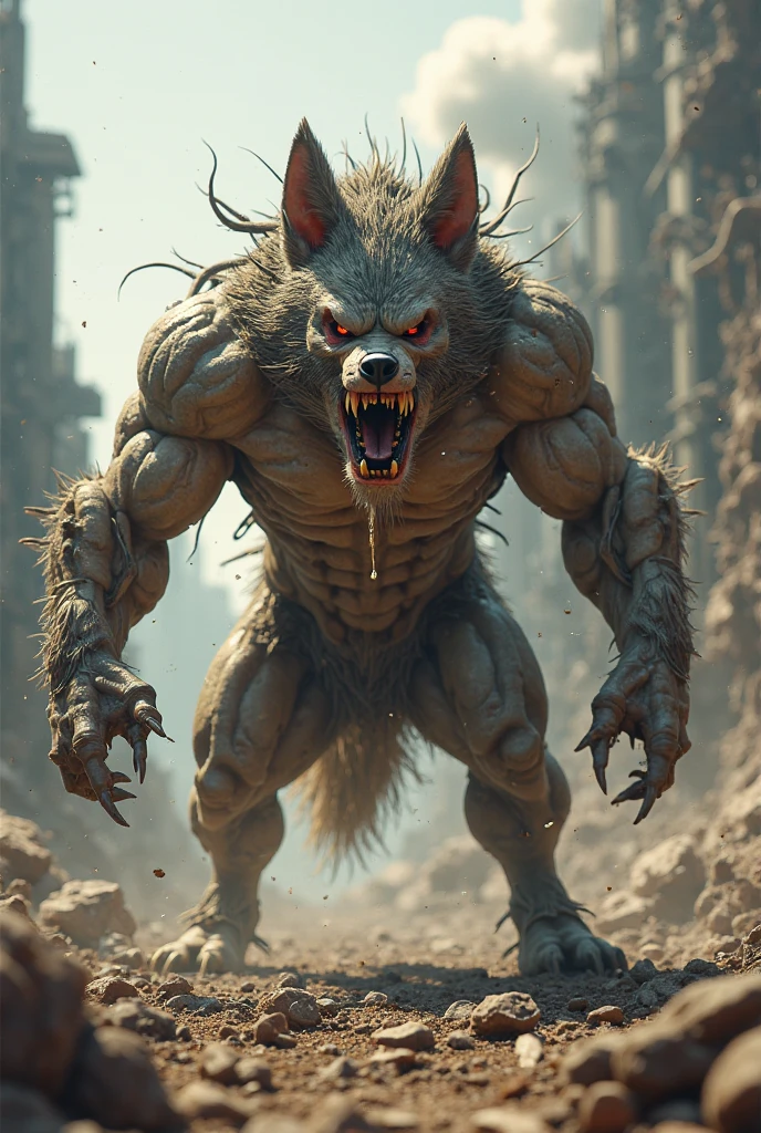 ((best quality)), ((masterpiece)), ((ultra realistic)), ((night)), (dynamic action pose), full body, RAW, Analog, intricately detailed moist pig headed humanoid male monster wearing a loin cloth, fat body, flabby, ((bald)), (leather armor)) sweaty, sharp teeth, (((snarling))), cavernous eyes, ((in a burning tavern)), (diffuse smoke), ((destruction)), professional, masterpiece, cinematic lighting, photographed on a Canon EOS R5, 50mm lens, F/2.8, HDR, 8k resolution, highres, high detail, sharp focus, smooth, roughness, real life, photorealism, photography,