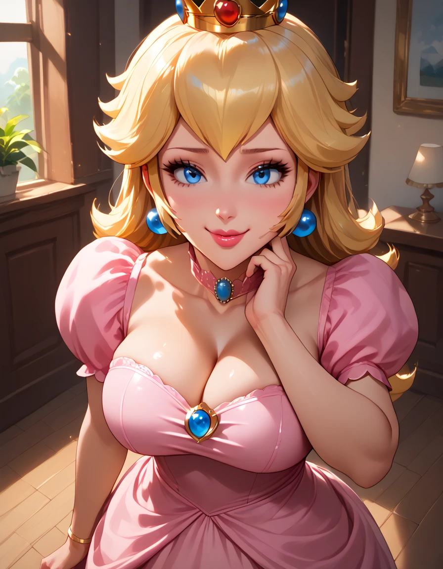 Big breasts, cute smile, princess peach