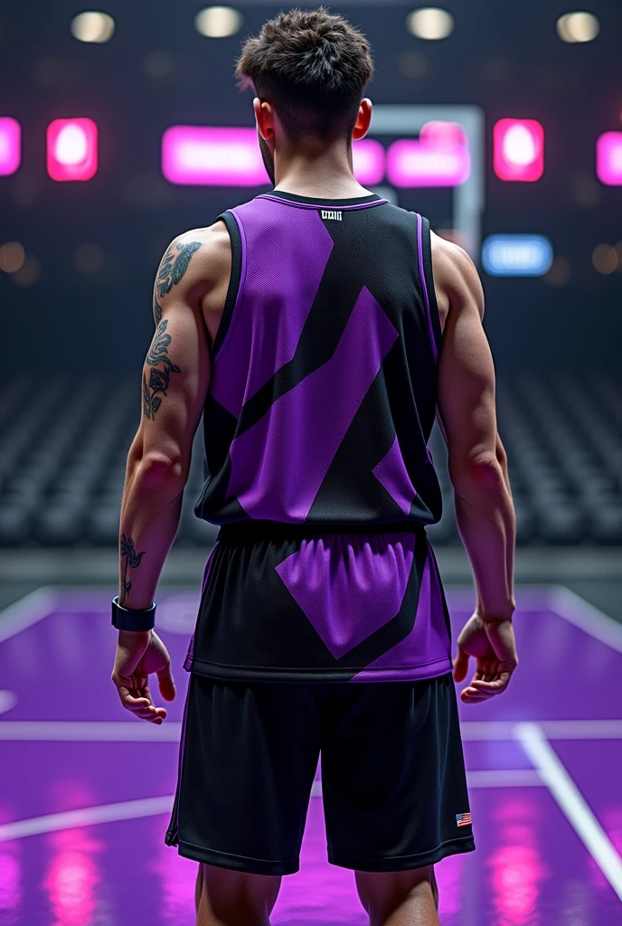 Create a purple basketball jersey with claw marks
