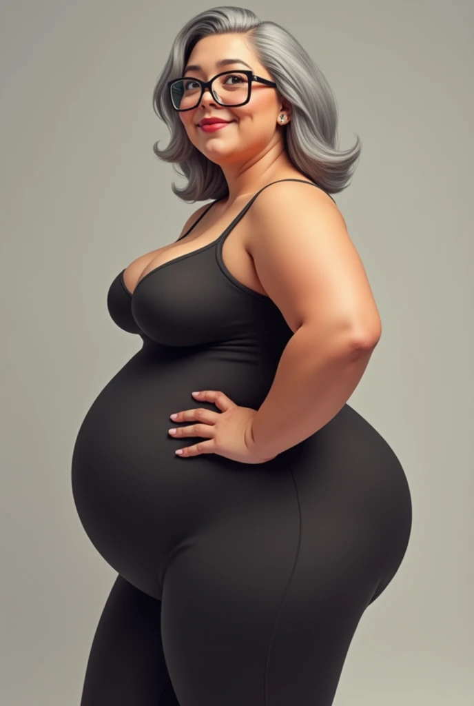 ((best quality)), ((masterpiece)), (detailed), perfect face, chubby woman, chubby face , chubby girl , widest hips , fat belly , thick neck ,, thicc , thick body , thick thighs , thick arm, small breasts but her body is a chubby, full body view, dark-black room, black bokeh background, thight dress, wearing sneakers, short hairstyle, diamond necklace, wearing a watch, tall woman, restore face, white skin , longest thight pants , glasses , cold vibes, , 4k resolution, japanese goddess