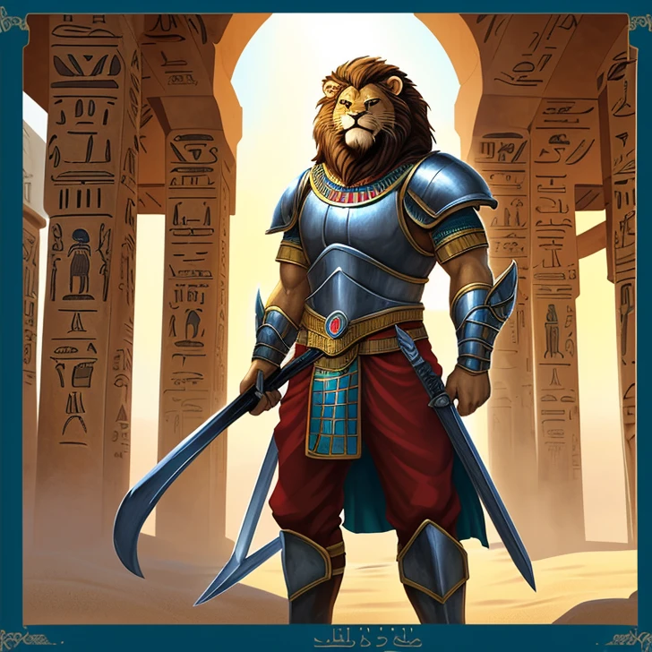 ((top-quality))、((masterpiece))、((Full body photo of a male lion))、((very simple background))、(Game character design)