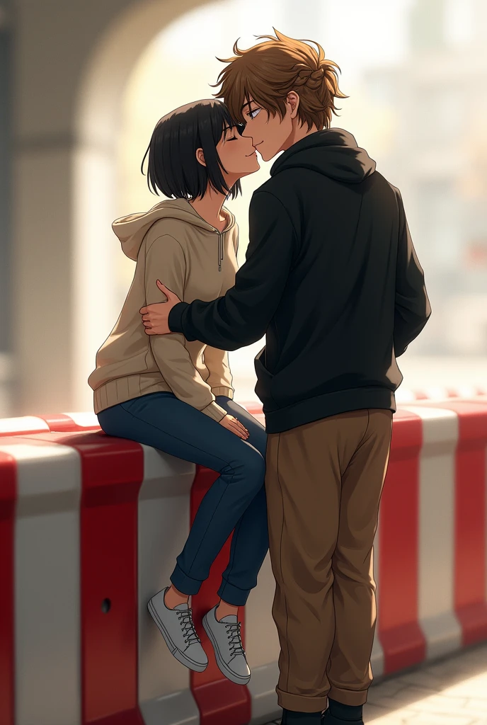 masterpiece, best quality, unity 8k wallpaper, illustration, very detailed, ((shame,pain, 1 woman, 1 man, first sound)), ((black man and woman)),whole body, sweat, Warmth, solid, big bust ((in front of the Eiffel Tower))(((kiss)))