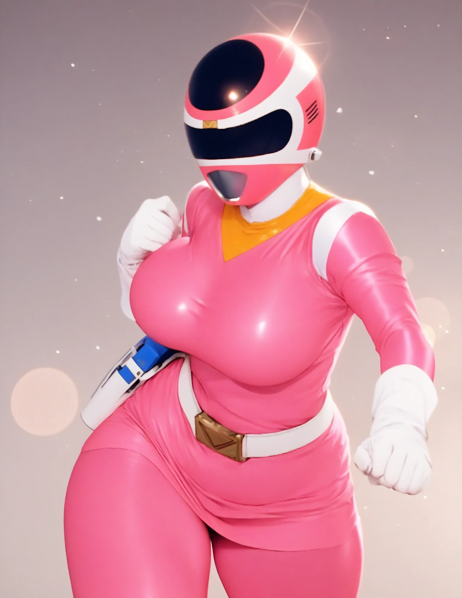 (masterpiece), (Highest quality), (((High resolution))), (Rebis style), (takao_Kantai Collection), Black_bob cut hair, (Highly detailed face),Erotic,((bimbo body)),Perfect Breasts,(huge breasts:1.5),sexy,(Perfect body line),Narrow waist, (Dark Skin), Costume change:(Pink Power Ranger Suits), (No glasses), (perfect full body)。