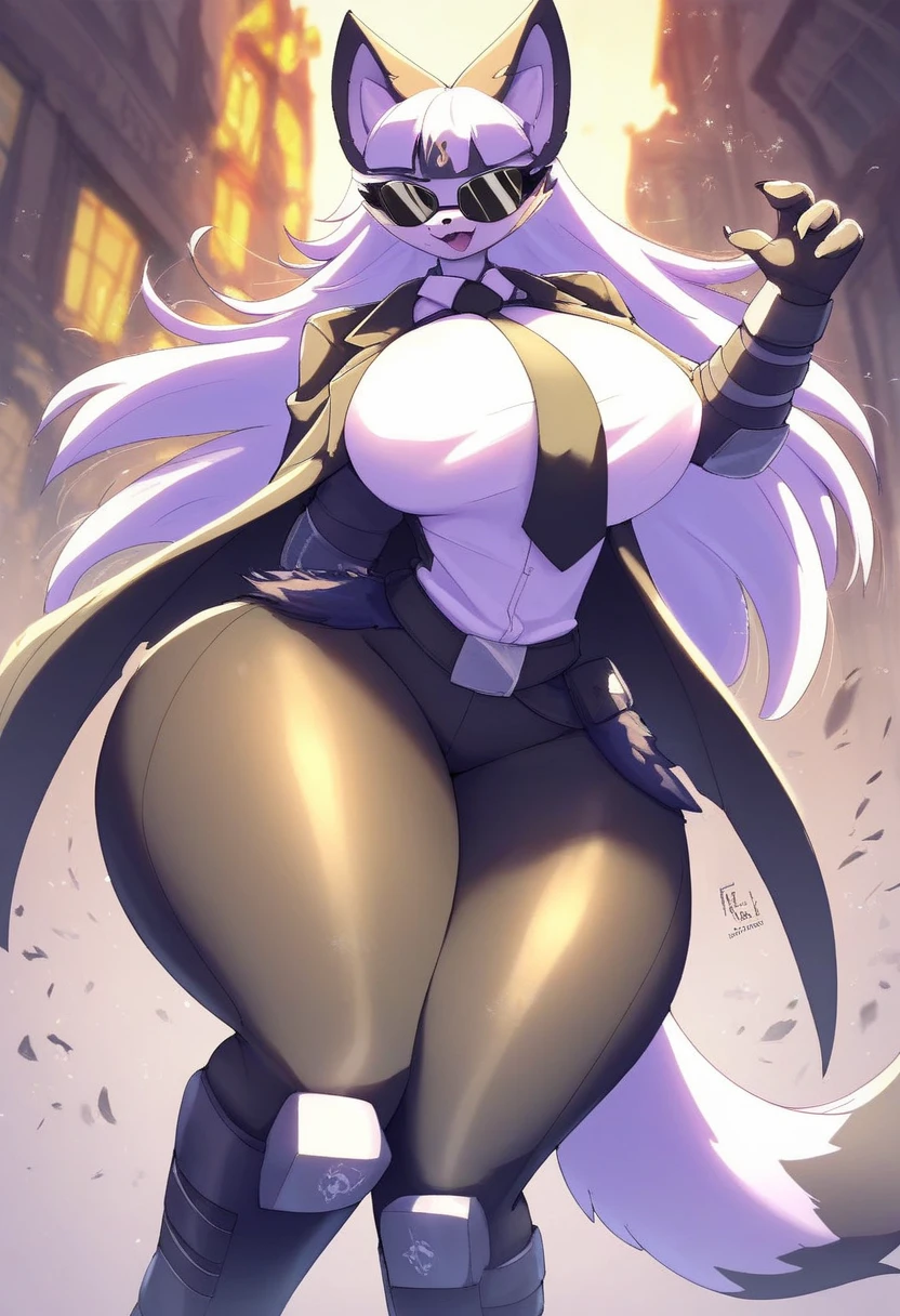 A girl, she has brown skin, dark skin, black girl, she has curly hair, voluminous hair, white colored hair, she has exactly big boobs, exactly thick thighs, exactly giant ass, toned hips, extremely wide hips, exactly unrealistically thin waist, she is standing sideways, looking at the screen, embarrassed and cute facial expression, horny expression, she is wearing a bodysuit, a bodysuit with an extremely revealing neckline, a tight bodysuit, bodysuit black, she has a witch's hat on her head, top view, small, 150 tall