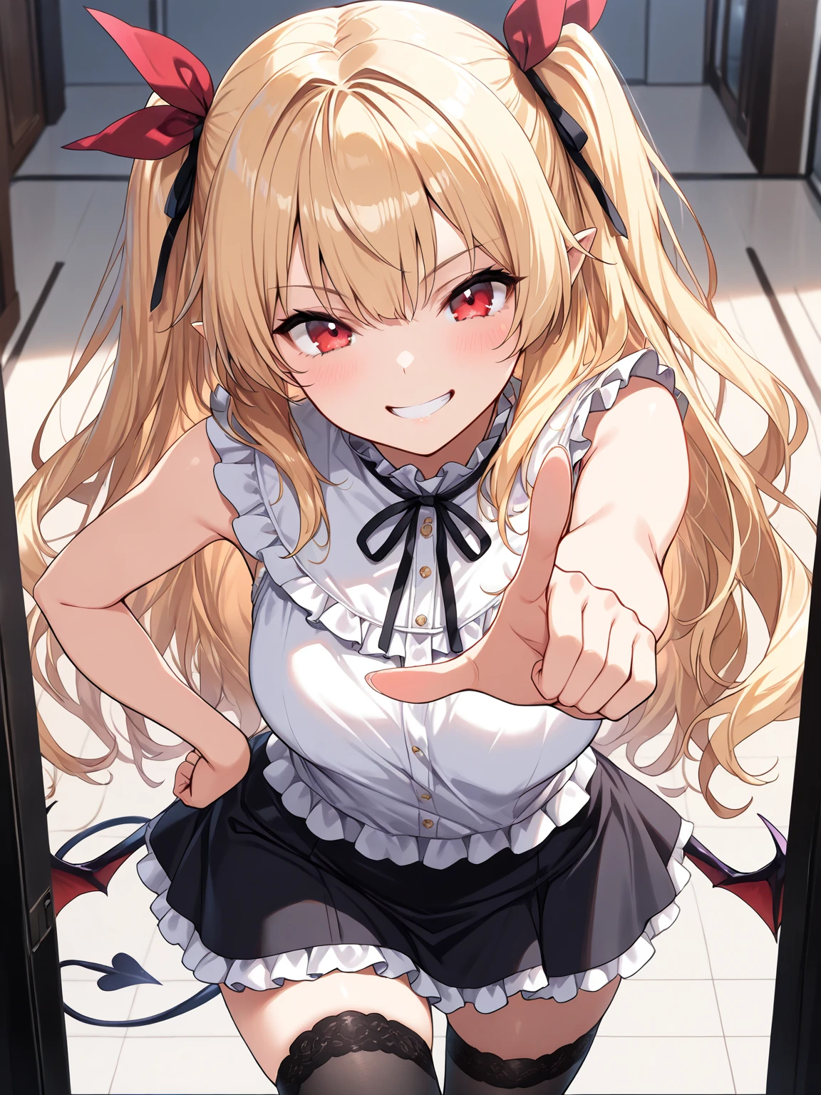 Highest quality,(Beautifully detailed white panties),She looks at me teasingly.,(smile),School corridor,(She is excited to show her panties with dripping out:1.3),(She forces me to masturbate in her panties),There are four girls around、They are surprised,Anatomically correct fingers,Anatomically correct hand,Very beautiful and detailed fingers