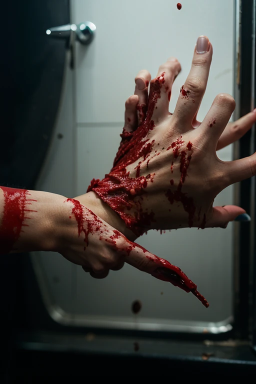 make a woman's arm full of cuts in the hospital with a very realistic IV needle