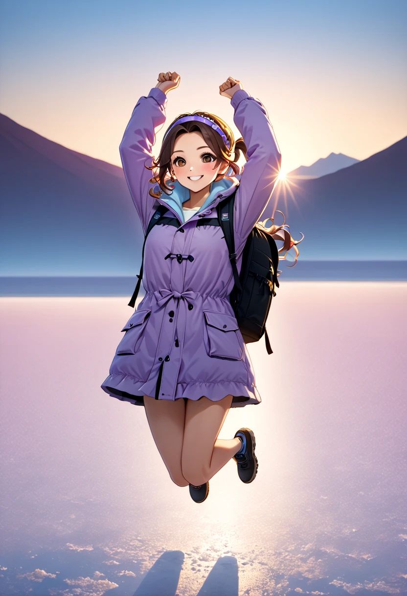 diy19,Highest quality, ultra-high definition, masterpieces, 8k, realistic, anime styled, 3d render,anime girl standing on a rock with a backpack and a backpack, official artwork, anime moe artstyle, official art, anime style. 8k, anime styled 3d, realistic anime 3 d style, japanese animation style, lofi girl, anime visual of a cute girl, anime artstyle, makoto shinkai. digital render, anime style mixed with fujifilm