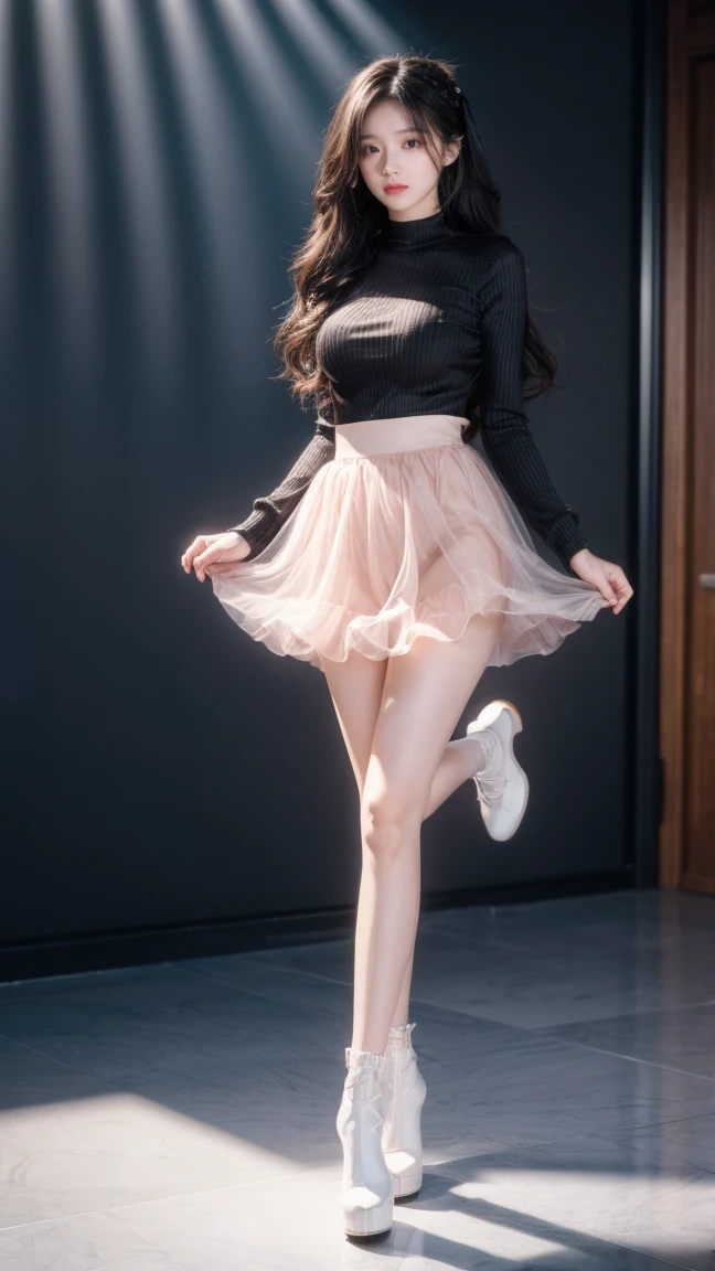 (Highest quality)、(masterpiece)、(detailed)、
(beautiful girl)、(Beautiful face)、(blush)、((shy))、
(dance)、(dance)、
(whole body)、(Skirt flipped up)、
(I hide my flipped up skirt with my hands)