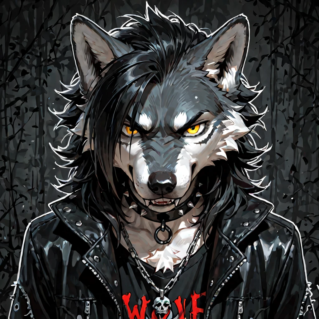 Wolf ,black , punk ,Gothic - SeaArt AI