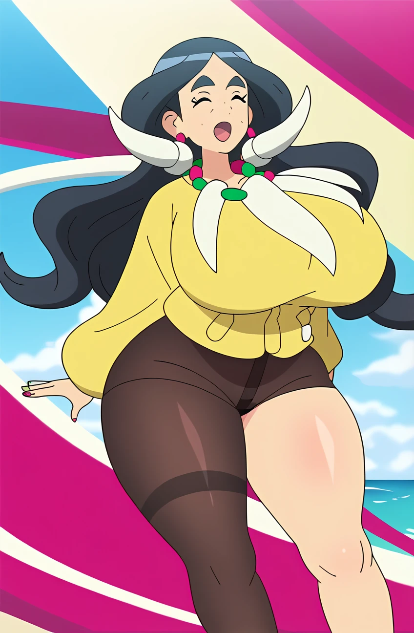 eggnami <lora:eggnami:0.9>, 1girl, solo, breasts, headphones, sleeveless, bracelet, jewelry, underwear, swimsuit, fur trim, white topwear, pink pouch, ((panties)), (white clothes), thick thighs, wide hips, winter, snow, outdoors, detailed<lora:more_details:0.5>,, hsjade <lora:hsjade:0.9>, 1girl, solo, glasses, long hair, smile, black hair, green eyes, white animal ears, round eyewear