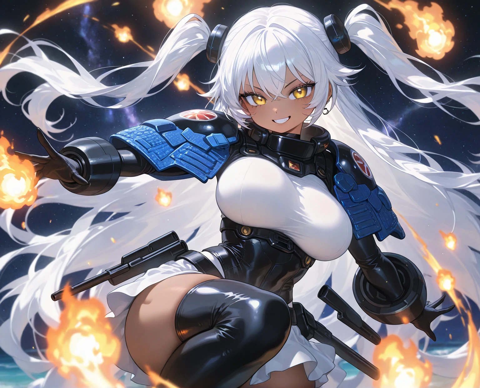 ultra-detailed, clear, beautiful body, Beautiful nose, Beautiful character design, perfect eyes, perfect face, very high, 4k, Beautiful legs, perfect legs, good hand, perfect hand, Masterpiece, best quality, Highly detailed, illustration, nonsense, perfect anatomy, street fighter, doll set, Chadaloo Doll, doll set, expressionless, ดวงempty eyes, look at viewer, red gloves, Emotionless, black Latex, corruption, mind control, female warrior, full body, hypnotized, ความมึนงงที่ไม่haveความสุข, full body suit, ชุดบอดี้สูทแบบhaveจั๊ม, Both arms are at the sides., obey, perfect woman's body, extremely glossy Latex, hypnosis, Hipnolora, empty eyes, mind control device, Poses, give up_Pose, slave, stand straight, stand, stand at attention, have, necktie, belt, Latex, ชุดบอดี้สูทแบบhaveจั๊ม, thigh high, garter belt, fighting posture, Extend your right arm away from your shoulder into the air with your hand straight., soldier, Ankle boots, 1 girl, hair accessories, white hair, long hair, golden eyes, (((pixel perfect, detail-perfect))), alone, 1 girl, Fairy Knight Lancelot, Melousine, fortune/Grand Order, very long hair, ponytail, Side lock, Fork Eyebrow, smooth, wing, tail, greet, greet, soldier greet