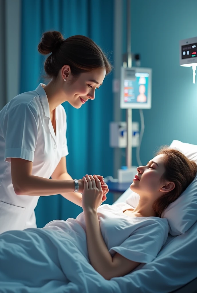 NURSE FIXES SURGICAL DRESSING, SONDAS O DRENES