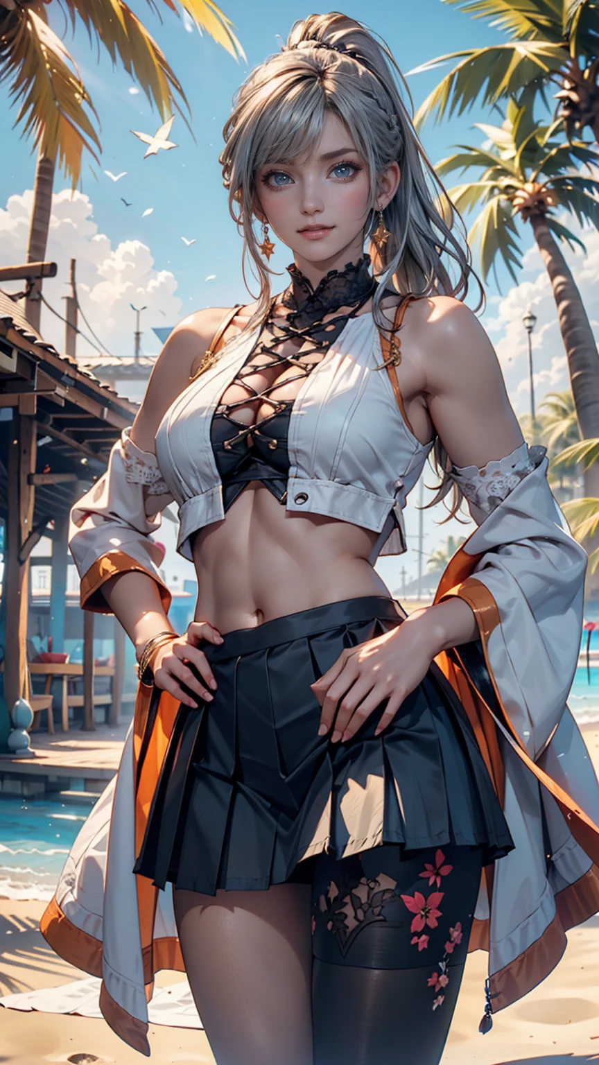 pool side,(random Active pose:1.8),embroidered rash guard,(Thin type:1.8),(large breasts:1.5),(random hairstyle),(Highest image quality,(8k),ultra-realistic,best quality, high quality, high definition, high quality texture,high detail,beautiful detailed,fine detailed,extremely detailed cg,detailed texture,a realistic representation of the face,masterpiece,Sense of presence)