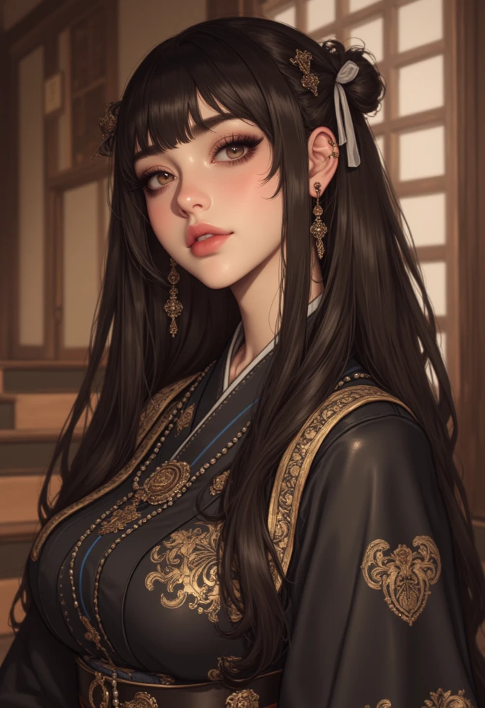 black hair, Korean style beautiful girl, huge tit, dewpoint, Surrealism, 8k, super detail