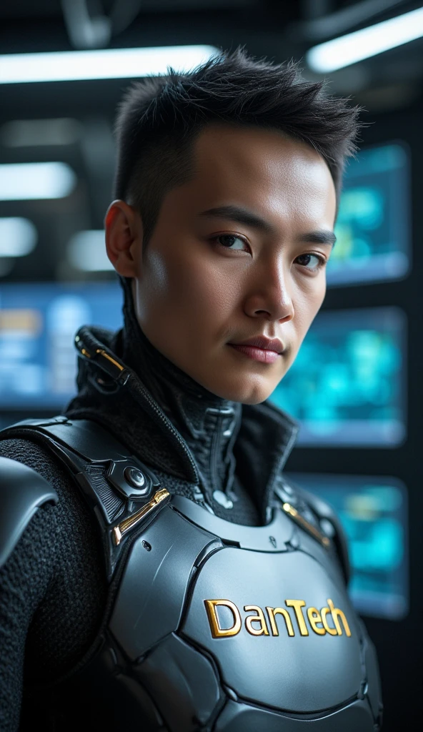 Handsome Japanese 17 year old Baby Face Beautiful boy Shaved head A very tight plain navy rubber suit SF future universe Science fiction