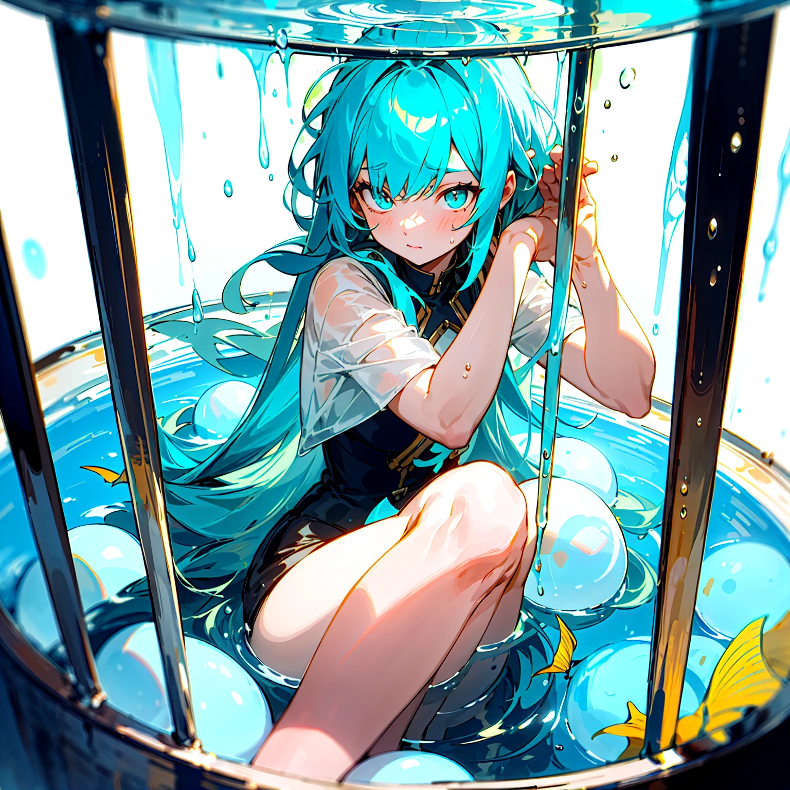 In a dimly lit room,Hatsune Miku fell in a pool of blood,Holding a bottle of medicine in his left hand,The head was also tilted to the left to reveal a miserable smile。In the corner of the side is a guzheng,The strings above have long been broken。