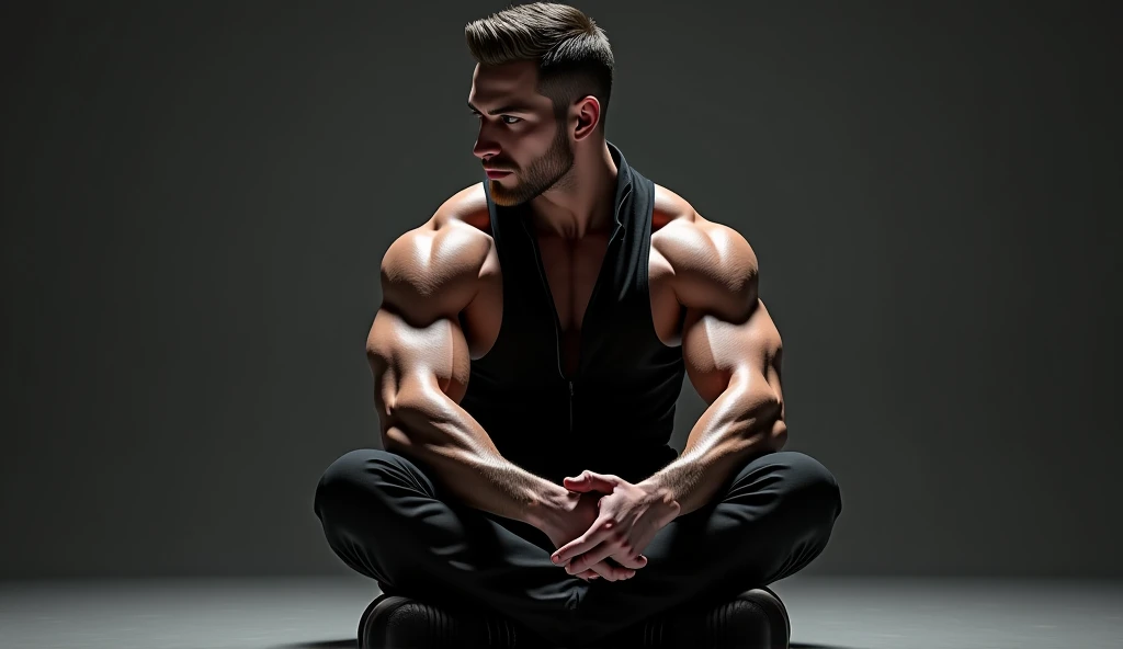 Muscular man with his huge erect penis
