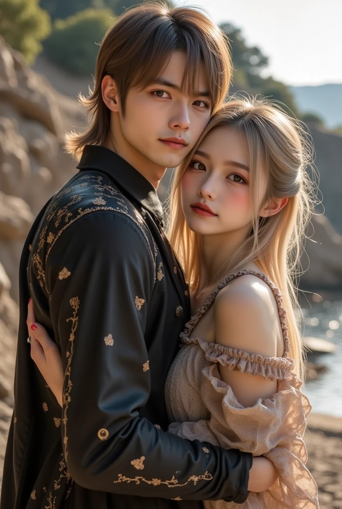 best quality, ultra high res, (photorealistic:1.4),couple, man and woman, caring eachother, looking at viewer, ulzzang-6500, nsfw<lora:lora-hanfugirl-v1-5:0.65>