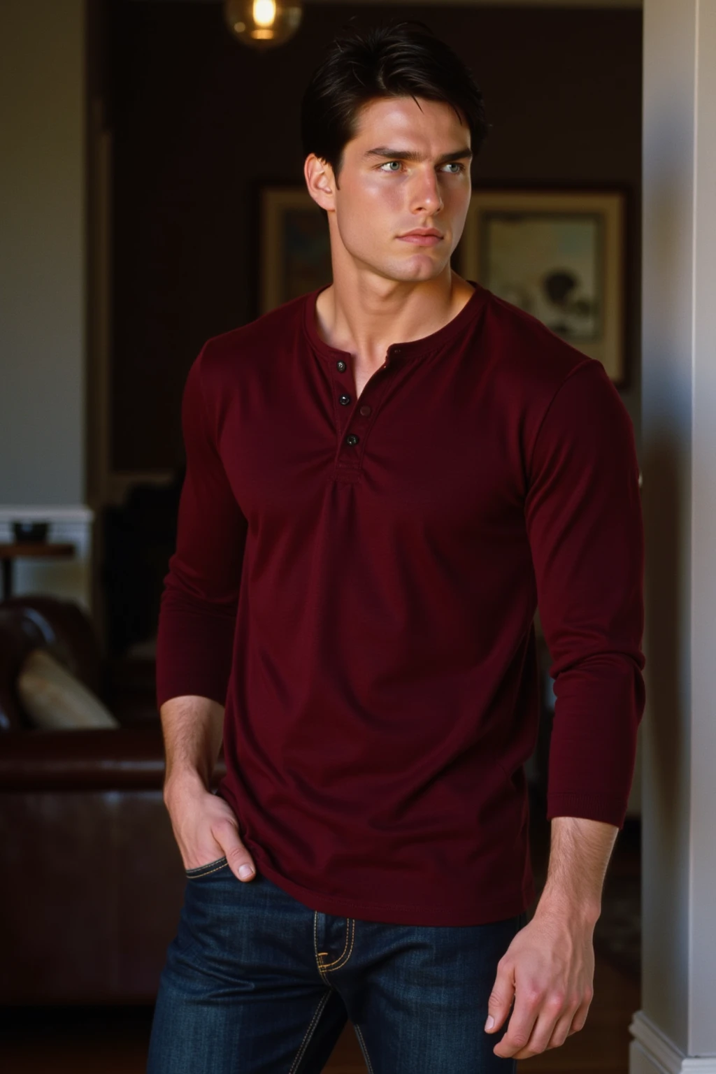 hair, portrait of a ruggedly handsome paladin, muscular, half body, masculine, mature, Retrato de un joven, Muscular very handsome and attractive spanis men, A 40 years old male, Retrato de un joven, Muscular, real, office outfit, sit in a chair