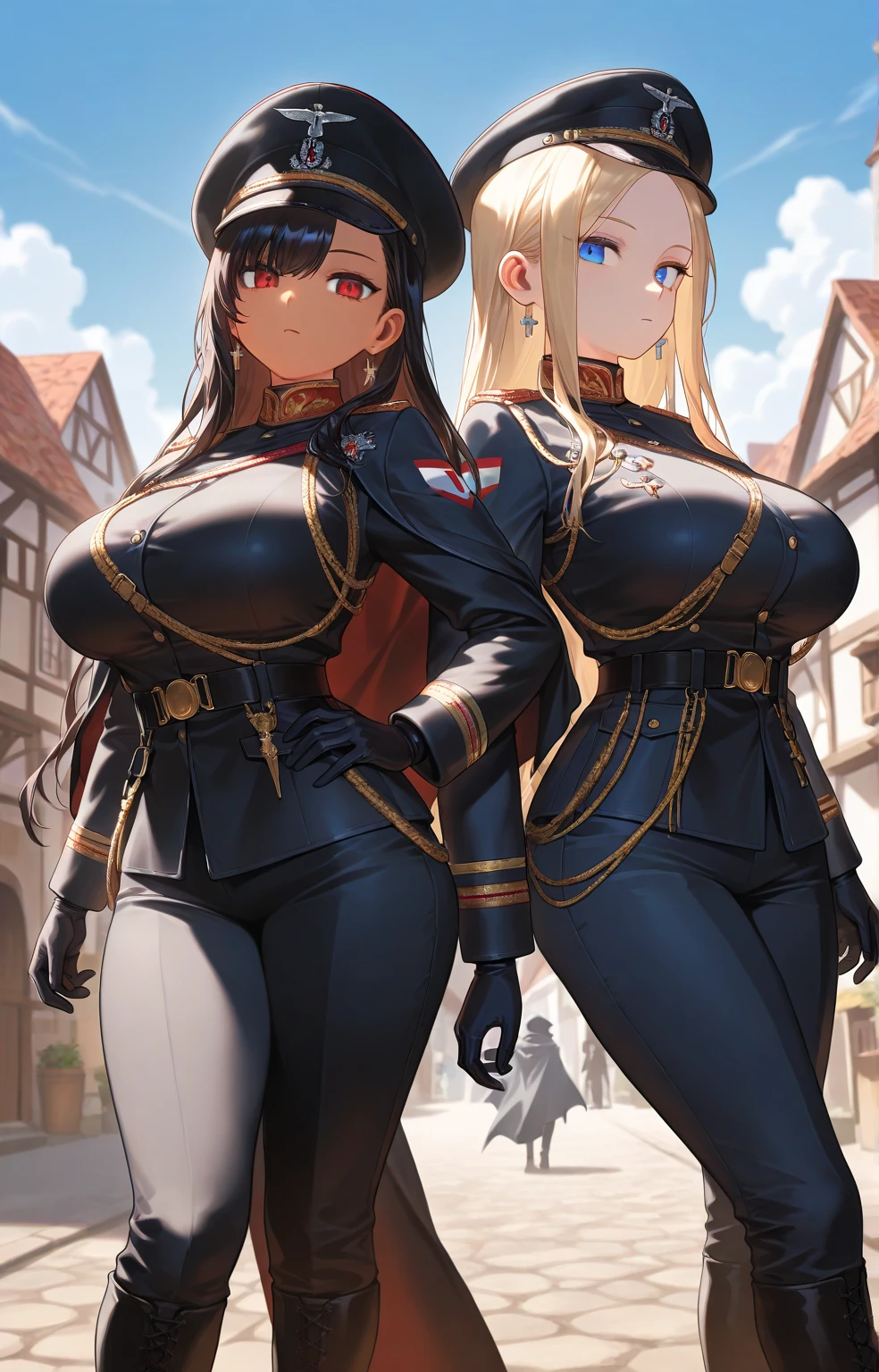 sherlock holmes & watson,
huge huge huge huge huge huge busty 2 girls assemble,
sherlock holmes girl brown glen check frock coat,
side standing watson girl white formal suits,
detective,
gently,
elegance,
wind,
smile,
london,
baker street,
british,
real face,
real body,
real background,
((((masterpiece)))), high quality, very_high_resolution, large_filesize, full color,