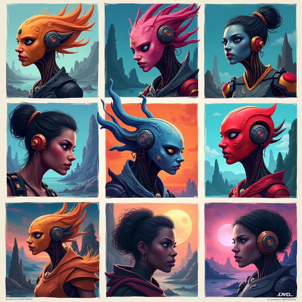 Alien woman with different face,  orange color than humans, but extremely hot --auto