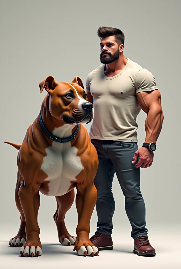 Muscular bodybuilder with a dog head