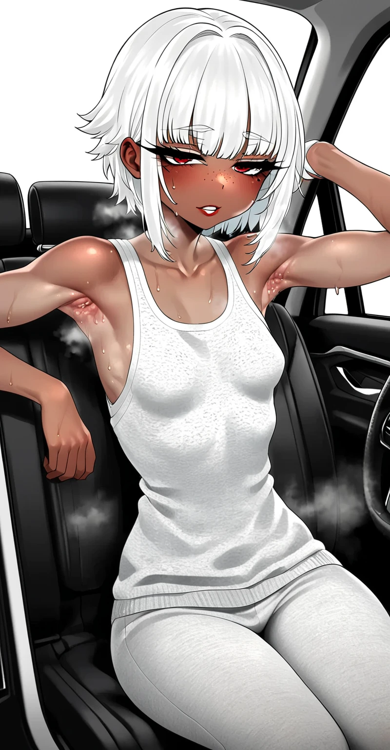 score_9, score_8_up, score_7_up, score_6_up, 1girl, catgirl, fox ears, animal ears, no human ears, black hair, bob cut, straight hair, bangs, cat tail, green eyes, slit pupils, small breasts, , looking at viewer, smile, parted lips, mature, black and green robes,excessive cum, cum everywhere, cum on balls, cum on body,tears, tongue sticking out,bondage , sitting in car seat, arm raised, boob focus , car, wet clothes, breasts visible,torn clothes,19 years old,