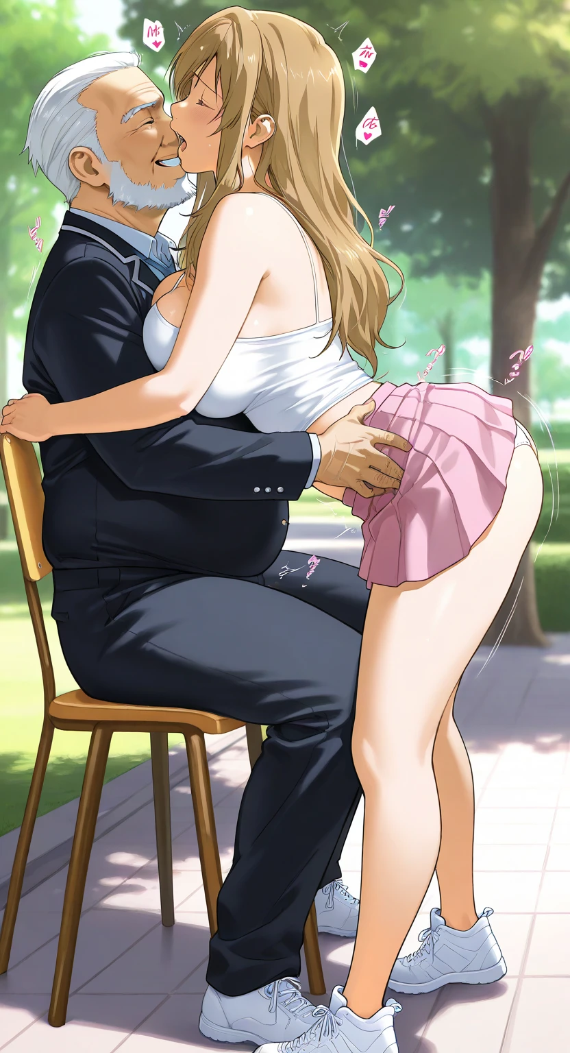 (nsfw),masterpiece,ultra detailed,sharp focus,4k digital art,high resolution,from behind,back shot,buttocks focus,,( blushed and aroused:1.3),(1man,1female,man groping female buttocks,man grabbing buttocks:1.3),(school cardigan:1.3),dress shirt,black socks,(navy and pleated skirt:1.2),(blonde hair,medium straight hair),(sweaty:1.2),(tanned skin:1.3),grinning,(trembling,flying heart-shapes),(female and man standing in train:1.1),sexy undies,curvy ass,drooling,heart pupils,puffy nipples,leaning on door