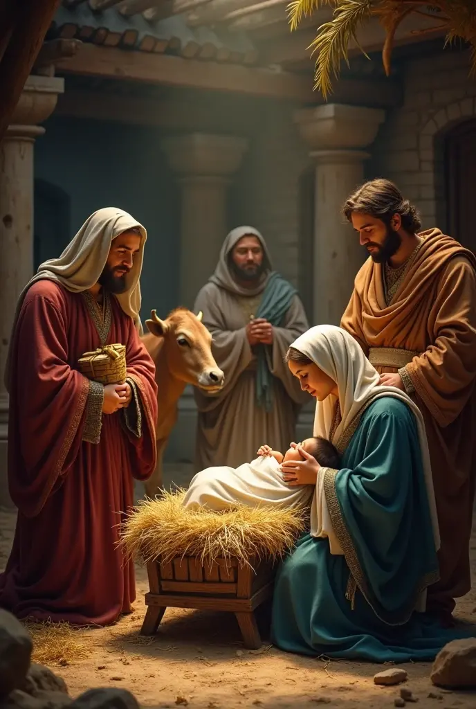 biblical history,
The magicians, they worshipped with reference to entering the house, they found the baby with Maria,
They offered him valuable gifts:
gold, frankincense and myrrh, each symbolizing an important aspect of their identity and mission.