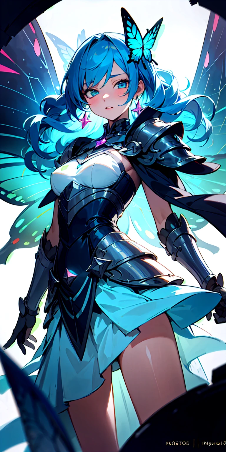 (Princess Knight), hatsune miku, ((wearing armor)), Angel wings, cyberpunk, noise removal, illustration, neon lights on the, Tabletop、Exquisite design、Visual Arts、Concept Artist、Five Fingers, Perfect body, {{{masterpiece}}}, {{{Highest quality}}}, {{Very detailed}}, {shape}, {{Very delicate and beautiful}},Improved cost performance、All Roles、Canon 5D MK4でphotograph、photograph,