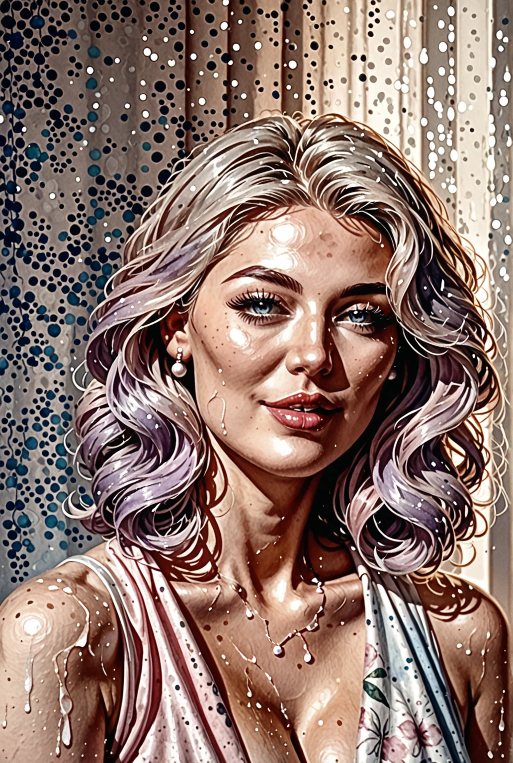 a beautiful heavy metal hardcore bride, cinnamon colored big wavy curly hair covering chest and breasts, blonde strands falling down the sides of the face, fully tattooed, vector logo, white background, (best quality,4k,8k,highres,masterpiece:1.2),ultra-detailed,(realistic,photorealistic,photo-realistic:1.37),digital art, highly detailed, intricate, elegant, graceful, minimal, clean, simple