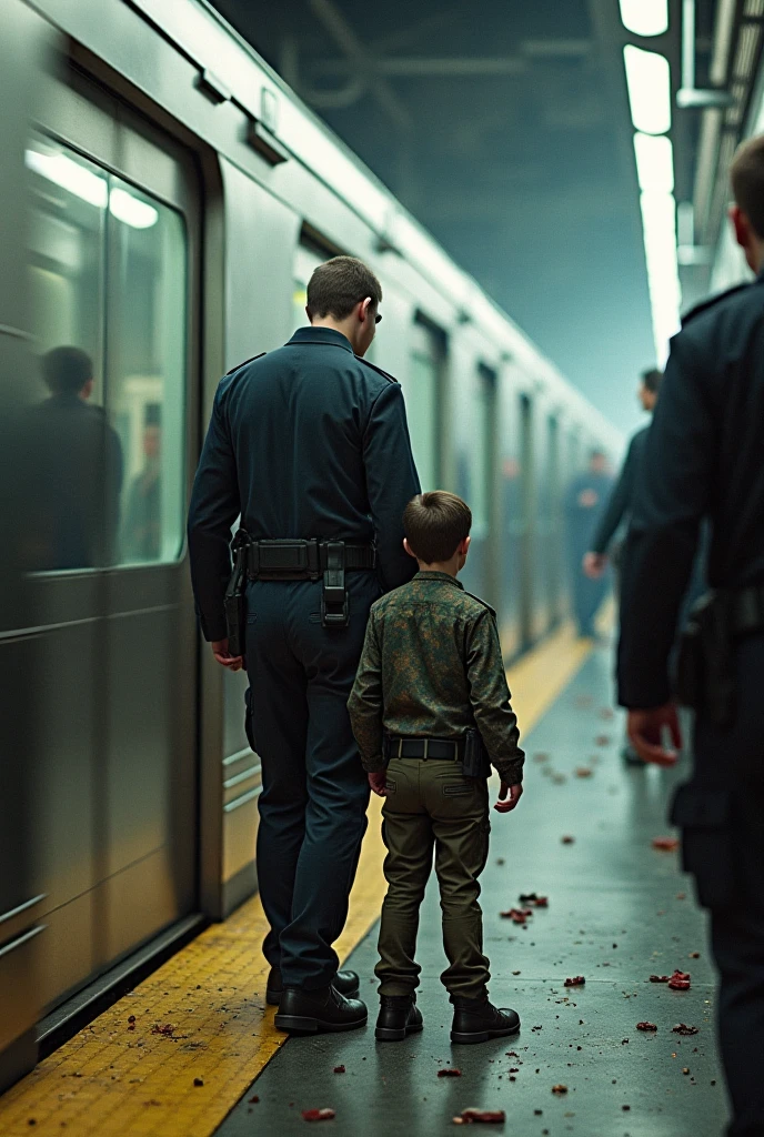 clearing! Here is a detailed command to create an image of a boy looking into the mirror and seeing his reflection as an adult police officer:
---
"Create an image that shows a boy looking into a mirror. in the reflection of the mirror, the boy sees himself as an adult, dressed like a police officer complete with uniform, badge and cap. The ??? should be in a room with toys around, while the adult's reflection in the mirror shows a more serious and professional environment, like a police station in the background. The expressions of both must reflect determination and confidence."
--- This command includes details about the visual elements and emotions the image should convey.