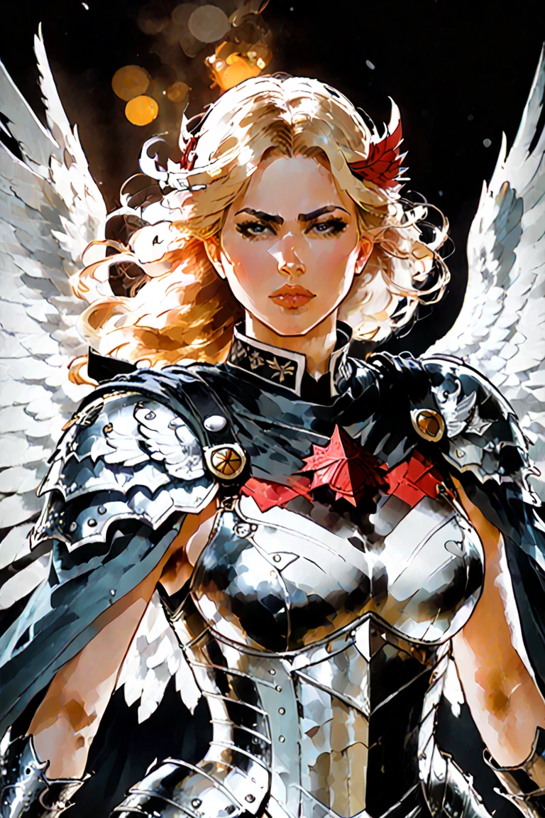(best quality:1.3), (4k quality), ((1girl solo as angewomon)), ((Detailed face)), ((blue sky)), (masterpiece, best quality), , cowboy shot, wings, angelic cloth, beautiful face, detailed face, night, looking at viewer, high contrast, perfect body, toned