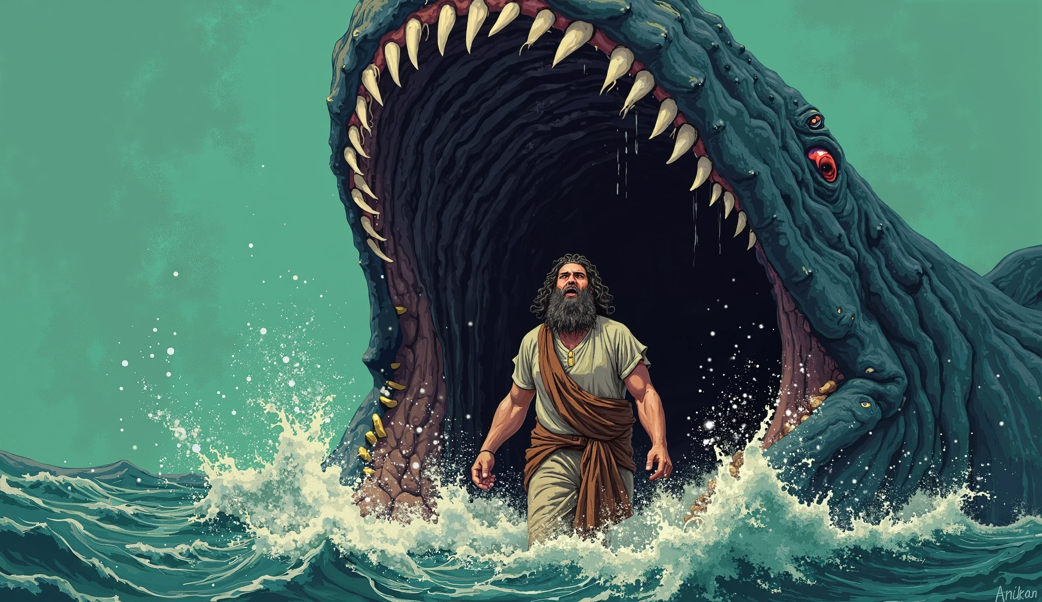 drawing representing the bible book Jonah 1
