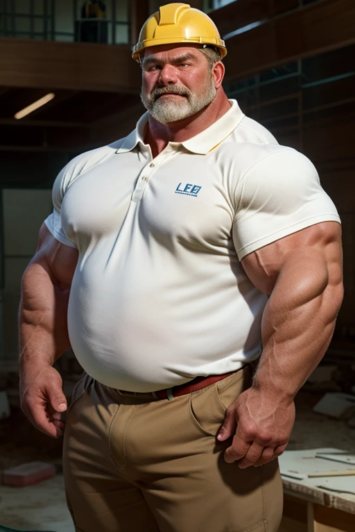 (medium_wide_shot), white man, (45yo), (silver_haired), handsome, hunk, beautiful man, beard, muscled, beefcake, hunky, sturdy, hairy, (white tank top), red_shorts, bulge, (cap with the word COACH), (coach_whistle), detailed_face, detailed_eyes, looking at viewer, front view, (full_frame), cool sneakers, lockers_background