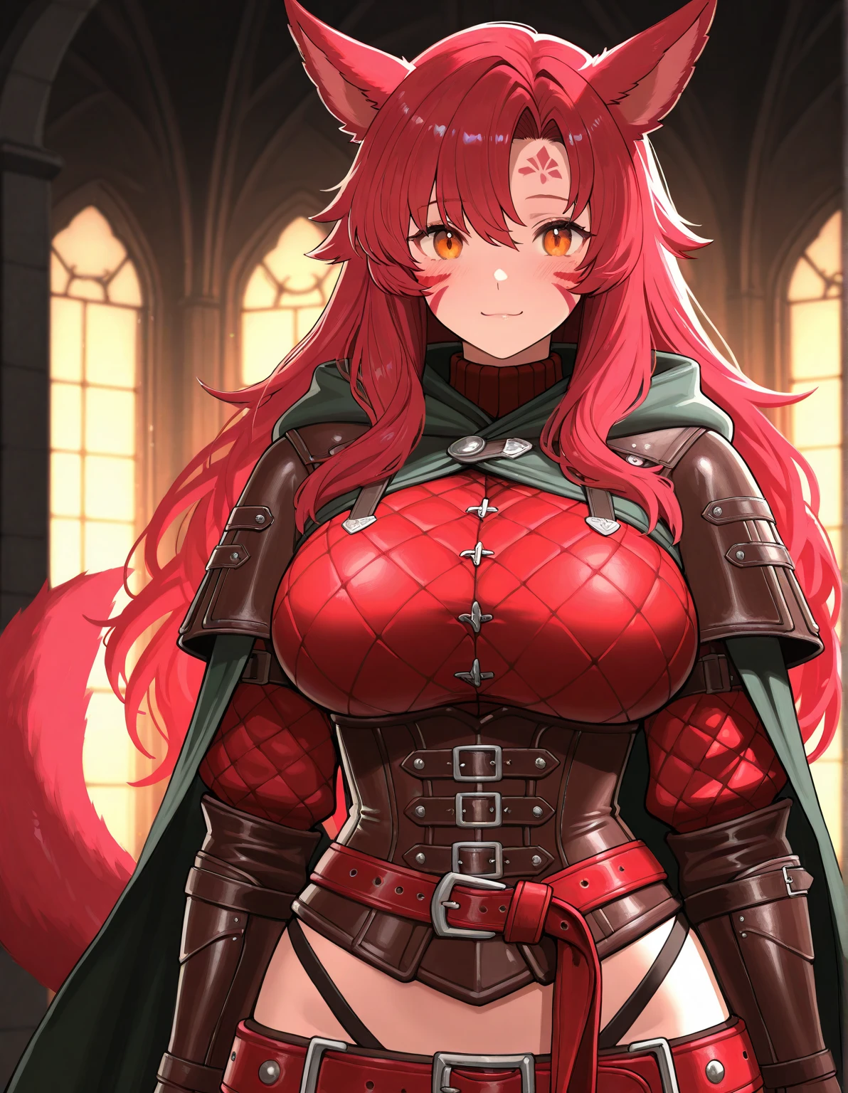 Xayah, league of legends, riot games, one girls, ai generated, animal ears, huge breasts, breasts, cleavage, cloak, coomette, eyebrows, eyelashes, eyes, female, female focus, female only, gigantic breasts , league of legends: wild rift, looking at vierwer, red hair, solo female, stable diffusion, voluptuous, white eyes